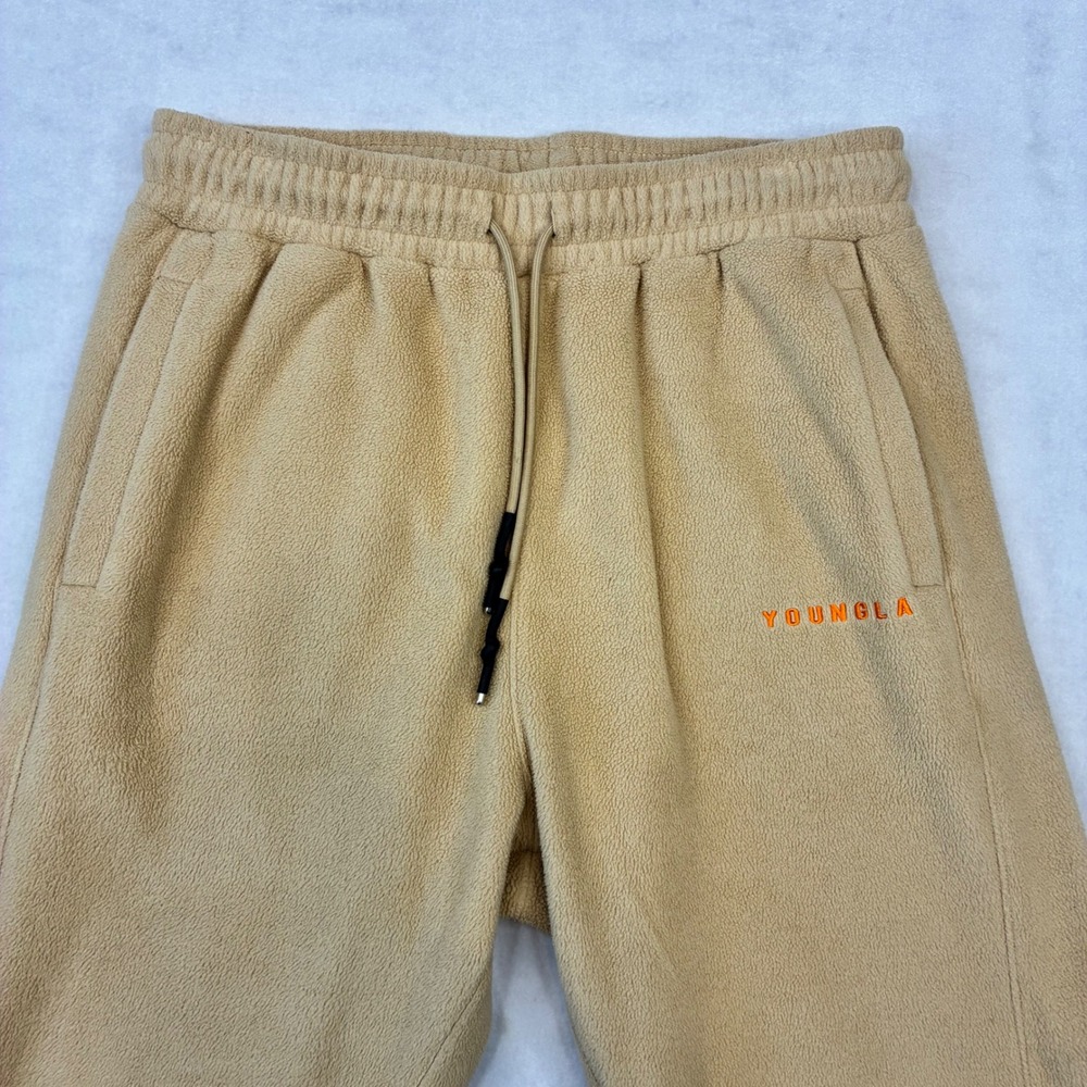 YoungLA 212 Fleece Joggers Mens Large Tan YLA1997 Tapered Sweatpants